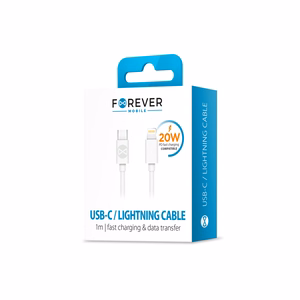 "Forever" kabelis USB-C - "Lightning" 1,0 m 20W baltas