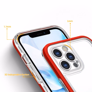 Прозрачный чехол 3in1 для iPhone 12 Pro Max гелевый с рамкой красный