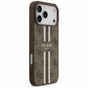 GUESS dėklas telefonui IPHONE 17 Pro Max, suderinamas su MagSafe GUHMP17XP4RPSW (4G Printed Stripes), rudas