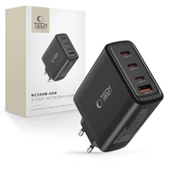 "Tech-Protect NC100W-GAN" įkroviklio tinklas GaN 3x USB-C PD 100W / USB-A QC 3.0 - juodas