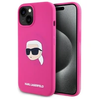 Karl Lagerfeld KLHMP15SSKHPPLF iPhone 15 6.1" fuksijos/fuksijos kietas dėklas Silikoninis Karl galvos spaudinys MagSafe