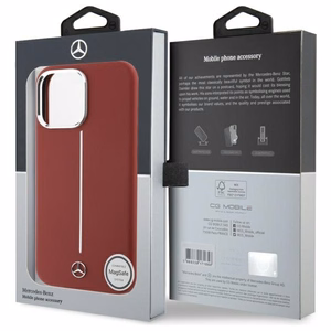 Mercedes silikoninis balta juosta Magnetinis dėklas telefonui iPhone 16 Pro Max - raudonas