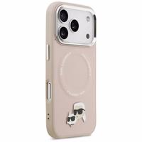 Karl Lagerfeld Karl & Choupette Pins MagSafe dėklas telefonui iPhone 17 Pro Max - rožinis