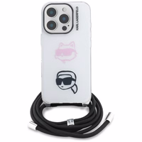 Karl Lagerfeld IML Crossbody Karl&Choupette Head Dėklas for iPhone 16 Pro - baltas