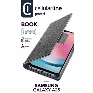 Cellularline Book Case atverčiamas dėklas, skirtas Samsung Galaxy A25 5G, juodas