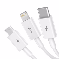 Kabelis Baseus Superior iš USB į microUSB+Lightning+Type-C 3.5A 1.5m baltas CAMLTYS-02