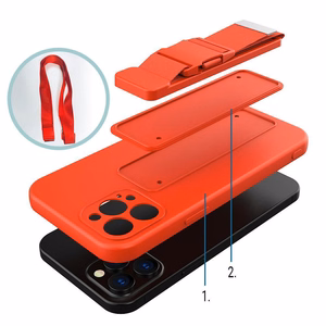Rope Case Silikoninis dėklas su virvele ir pinigine Redmi Note 11 Pro - raudonas