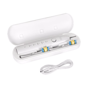 TEESA SONIC 2 garsinis dantų šepetėlis, baltas, 5 režimai, kelioninis dėklas, USB-C
