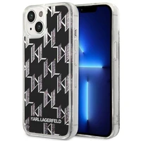 Karl Lagerfeld KLHCP14SLMNMK iPhone 14 6.1 "kietasis dėklas juodas / juodas skystas blizgutis Monogram
