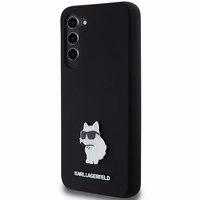 Karl Lagerfeld silikoninis Choupette metalinis ženkliukas dėklas telefonui Samsung Galaxy S24+ - juodas