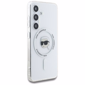 Dėklas Karl Lagerfeld Button Karl Head Printed Logo Magnetinis Samsung Galaxy S25 baltas