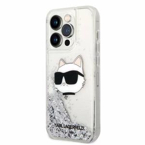 Karl Lagerfeld KLHCP14XLNHCS iPhone 14 Pro Max 6.7" silver/silver kietas dėklas Glitter Choupette Head