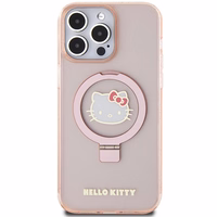 Hello Kitty žiedinis stovas blizgus Electrop Logo magnetinis dėklas telefonui iPhone 15 Pro Max - rožinis