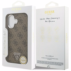 GUESS dėklas telefonui (m) IPHONE 17 suderinamas su MagSafe PU 4G W/Triangle Logo SL - rudas