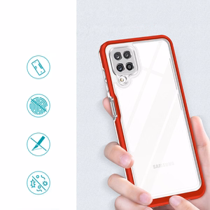 Skaidrus 3in1 dėklas telefonui Samsung Galaxy A22 4G rėmelis gelis raudonas