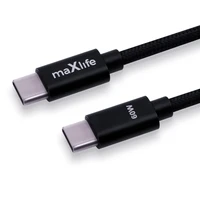 Maxlife MXUC-12 kabelis USB-C - USB-C 2,0 m 60W juodas
