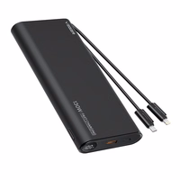 VEGER išorinė baterija 25000 mAh su įmontuotais kabeliais Type C / Lightning PD 130W TCE130 (W2503) juoda