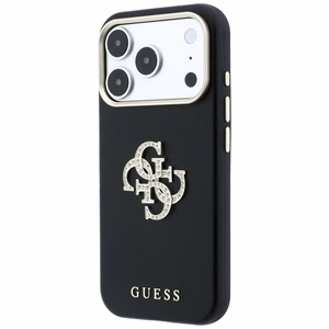 Guess Smooth & Big Strass Logo dėklas iPhone 18 Pro Max / 17 Pro Max – juodas