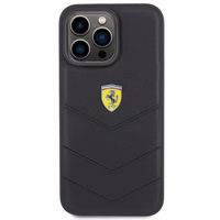 Ferrari dygsniuotas metalo logotipa dėklas iPhone 15 Pro Max – juodas