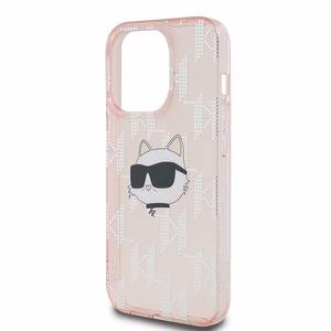Karl Lagerfeld IML Choupette galvos ir monogramos dėklas iPhone 14 Pro Max - rožinė
