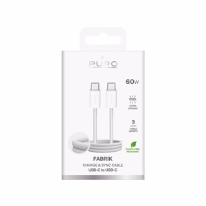 Puro Fabrik 4 240W pintas USB-C - USB-C 1m kabelis - baltas