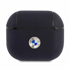 BMW tikros odos sidabrinis logotipas dėklas AirPods 3 - tamsiai mėlynas