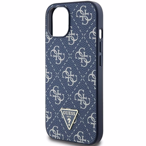 Guess 4G Triangle Metal Logo dėklas telefonui iPhone 15 Plus / 14 Plus - mėlynas