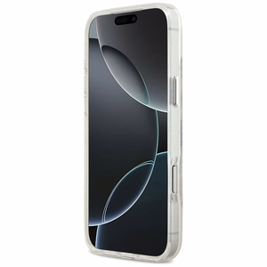 Karl Lagerfeld IML blizgantis Karl & Choupette eskizo logotipo magnetinis dėklas telefonui iPhone 17 Pro Max - skaidrus