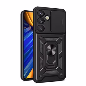Hibridinis apsauginis dėklas su stovu ir kameros dangteliu Infinix Note 50 Pro 4G - juodas