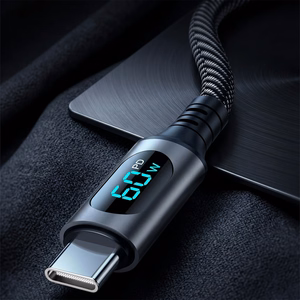 Blavec Zumi pintas laidas Type C - Type C PD 60W 3A su LCD ekranu 1m Apple CarPlay/Android Auto juodas
