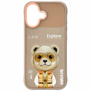 Nimmy Cool&Cute 2.0 Meškių teminis dėklas telefonui iPhone 17 - smėlinas