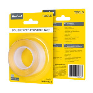 Rebel transparent double-sided mounting tape, 1 mm x 25 mm x 2 m