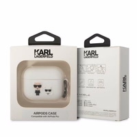 Karl Lagerfeld KLACAPSILKCW AirPods Pro dėklas baltas/baltas Silikoninis Karl & Choupette