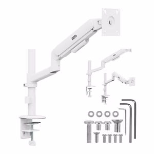 Ergo Office ER-691 W – dujinės spyruoklės monitoriaus laikiklis 17–32 col. ekranams, 1–10 kg, VESA iki 100×100, matinis baltas