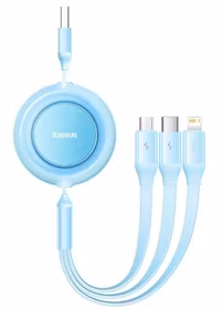 USB kabelis Baseus (CAMJ010017) 3in1 lightning+micro+Type-C (3.5A) mėlynas 1M