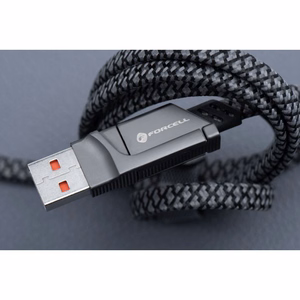 FORCELL F-ENERGY C241 4in1 kabelis Type C į USB A į Type C / Lightning QC PD 3A 60W 1 m chromuotas