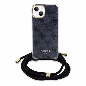 Guess Crossbody Cord 4G Print dėklas telefonui iPhone 15/14/13 - juodas