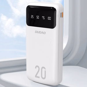 Didelės talpos išorinė baterija Dudao 20000mAh su 3 integruotais laidais USB-C + micro USB
