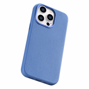 iCarer Litchi Premium odinis dėklas iPhone 14 Pro Max Magnetinis odinis dėklas su MagSafe Šviesiai mėlynas (WMI14220712-LB)