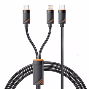 USB Laidas Essager Triple 3in1 juodas Type-C / Type-C / Lightning 120cm