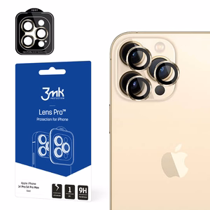 iPhone 14 Pro Max / 14 Pro 9H kameros stiklas 3mk objektyvo apsaugai Pro serijos objektyvas - auksinis