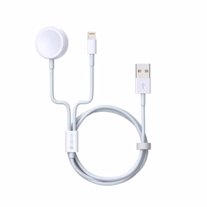 Devia кабель 2in1 Smart EA199 USB - Lightning белый с индуктивным магнитным зарядным устройством Apple Watch