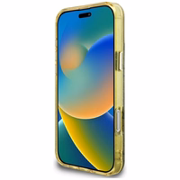 Guess IML Metal Glitter 4G Circle Triangle Magnetinis dėklas telefonui iPhone 16 Pro - rudas