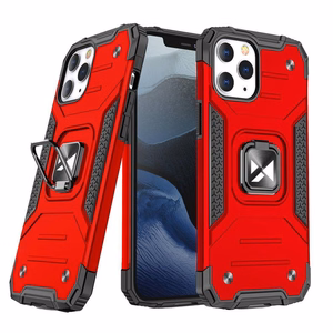 Wozinsky Ring Armor dėklas telefonui iPhone 14 Pro Max šarvuotas dangtelis magnetinis laikiklis žiedas raudonas