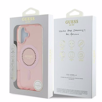 Guess IML Rhinestones Magnetinis dėklas telefonui iPhone 16 Plus - rožinis
