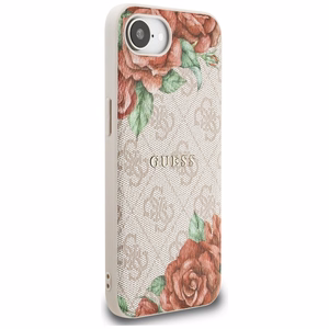 Guess 4G Flowers Print Magnetinis dėklas telefonui iPhone 16e - rožinis