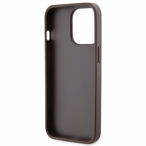 Guess GUHCP13LP4TDSCPW dėklas iPhone 13 Pro / 13 - rudas kryžminis 4G metalinis logotipas