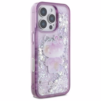 Hello Kitty Liquid Glitter 50 metų jubiliejaus vakarėlio dėklas telefonui iPhone 16 Pro - violetinis