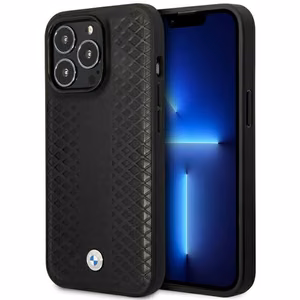 Case BMW BMHMP14X22RFGK iPhone 14 Pro Max 6.7" black/black Leather Diamond Pattern MagSafe