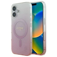Guess IML Blizgantis gradientas Magnetinis dėklas telefonui iPhone 16 Plus - rožinis
